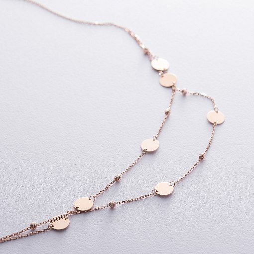 Золотое колье с монетками и шариками кол01409 2