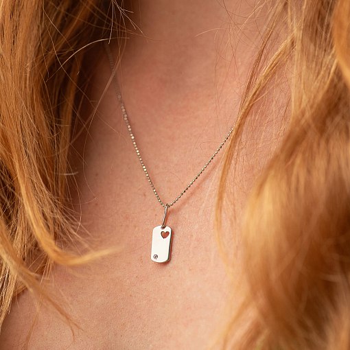 Кулон "Сердечко" для гравировки (белое золото) п03268 3