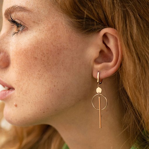 Серьги "Геометрия" в красном золоте с08152 4