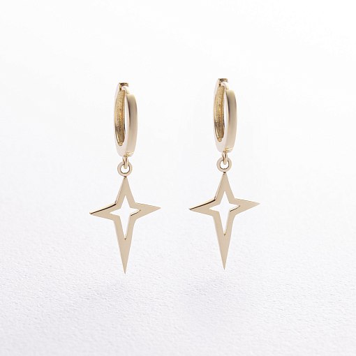 Серьги "Полярная звезда" в желтом золоте с08332