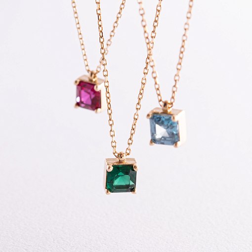 Золотое колье "Альма" (голубой фианит) кол02369 7