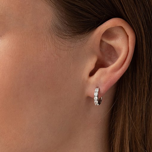 Серьги - кольца "Tracy" с фианитами (белое золото) с09188 5