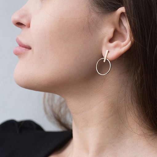 Серьги - пусеты "Уверенность" в желтом золоте с06695 4