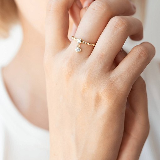 Каблучка в жовтому золоті з фіанітами к07063 7