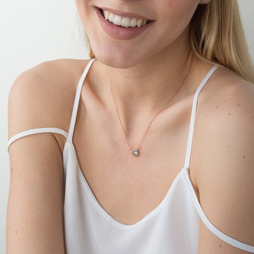 Кольє із блакитним топазом в червоному золоті кол01182 6