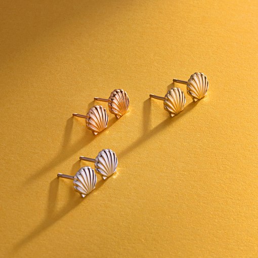 Серьги - пусеты "Ракушки" в желтом золоте с08464 2