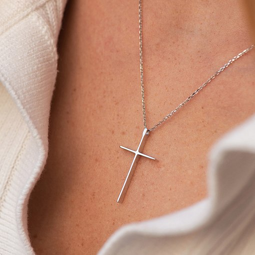 Колье "Крестик" в белом золоте кол01707 3
