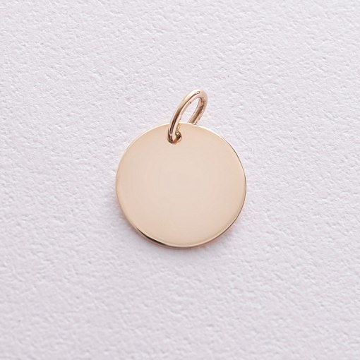 Кулон с гравировкой "Отпечаток поцелуя" в желтом золоте (17 мм) п03435п