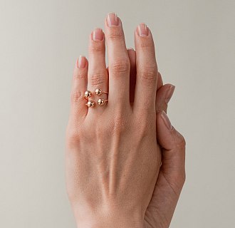 Кольцо "Шарики" в красном золоте к08281 №4