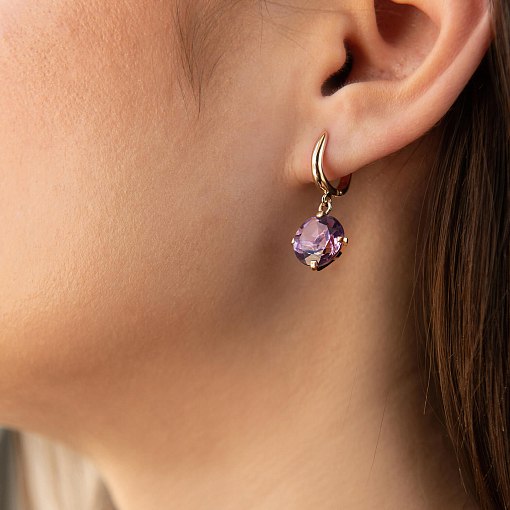 Золотые серьги "Влечение" с аметистом с05299 3