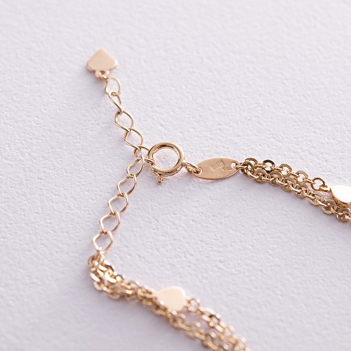 Двойной браслет "Сердечки" в желтом золоте б05196 5