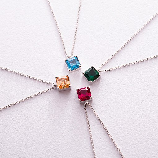 Золотое колье "Альма" (розовый фианит) кол02371 7