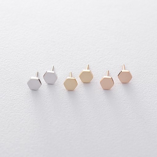 Гвоздики в желтом золоте Геометрия с06183 3