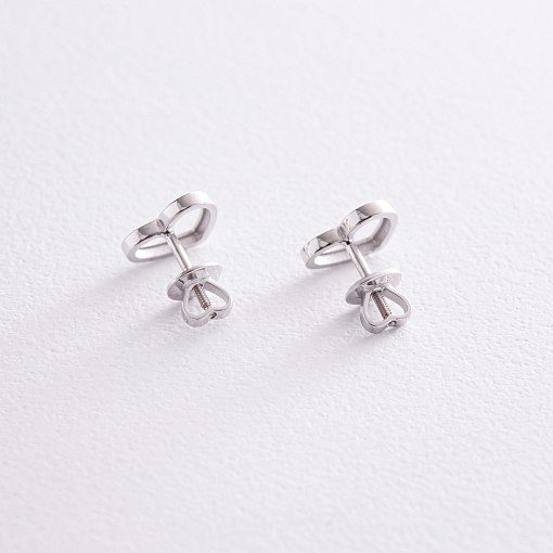 Серьги - пусеты "Сердечки" в белом золоте с08170 7