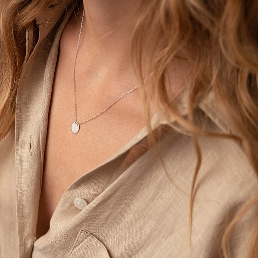 Колье "Монетка" в белом золоте (возможна гравировка) кол01742 4