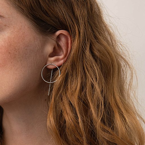 Серьги "Геометрия" в белом золоте с07881 3