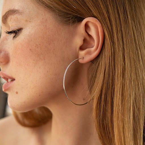 Серьги - кольца в белом золоте (5.3 см) с08532 2