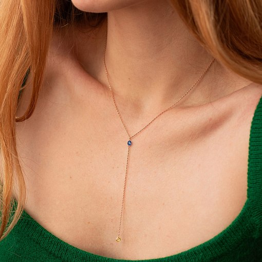 Колье - галстук "Кольори свободи" в красном золоте (фианиты) кол02336 2