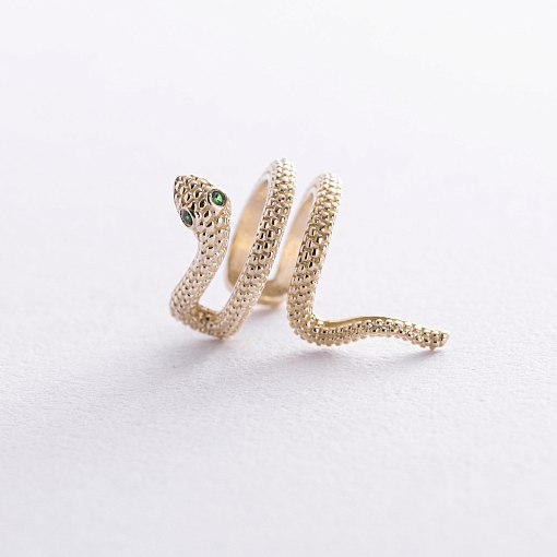 Серьга - каффа "Змея" в желтом золоте с08667