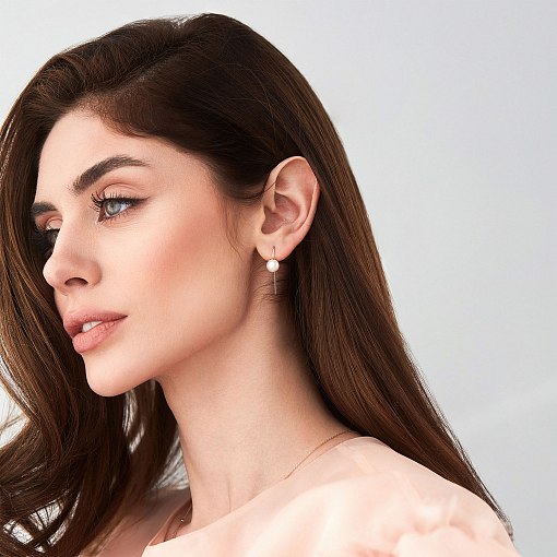 Золотые серьги "Изящность" (жемчуг) с07325 4