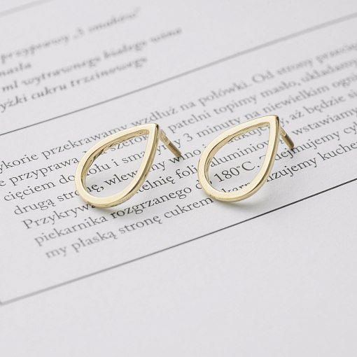Серьги-пусеты Большие капельки в желтом золоте 1.7*1.2 см с06316 8