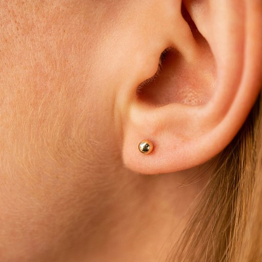 Серьги - пусеты "Шарики" в желтом золоте (0.4 см) с07322 14