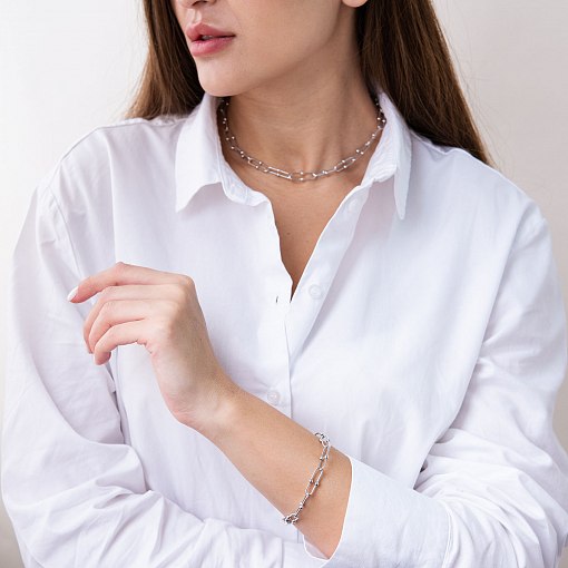 Колье "Фантазия" в белом золоте кол01914 2