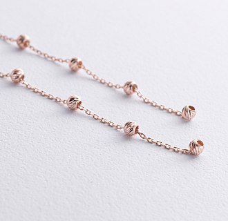 Серьги - протяжки с шариками (красное золото) с09047 №4