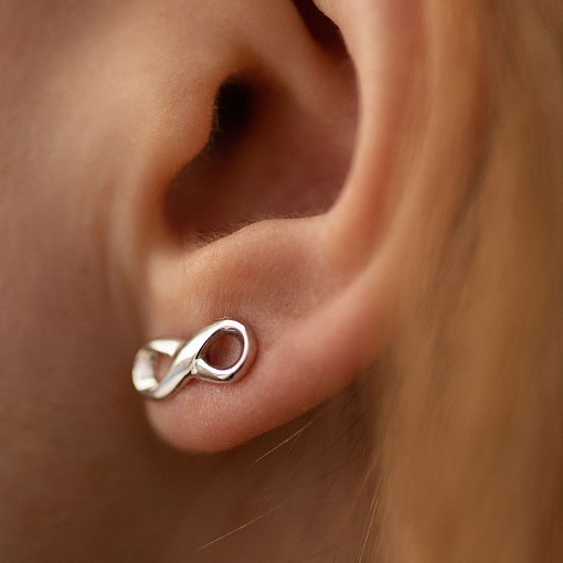 Золотые серьги - пусеты "Бесконечность" с07071 3