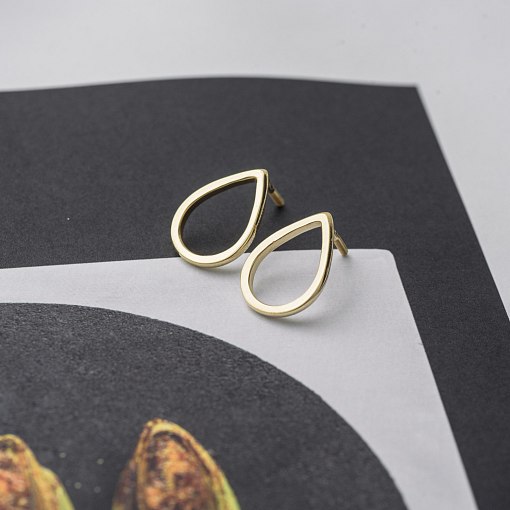 Серьги-пусеты Большие капельки в желтом золоте 1.7*1.2 см с06316 7