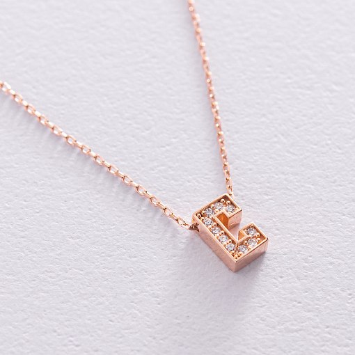 Колье с буквой "С" в красном золоте (фианиты) кол01255С 5