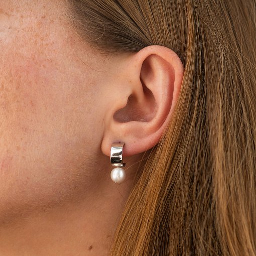 Серьги - пусеты "Дарла" с жемчугом (белое золото) с09076 2