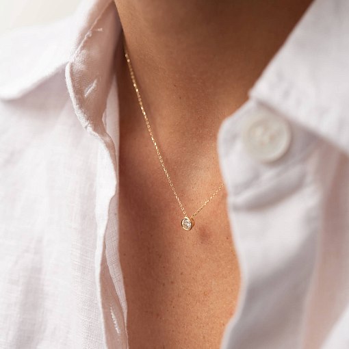 Кольє з одним фіанітом (жовте золото) кол02282 6