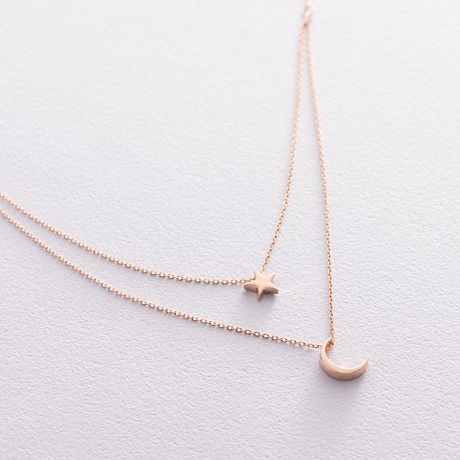 Двойное колье "Звезда и луна" в красном золоте кол01871 4