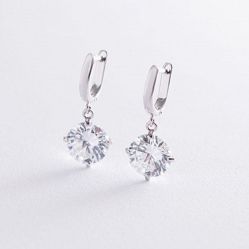 Серьги "Влечение" в белом золоте (фианит) с05748