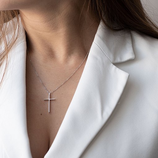 Колье "Крестик" в белом золоте кол01707 8