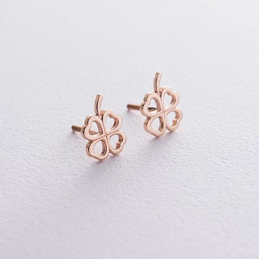 Серьги - пусеты "Клевер" из красного золота с06643 3