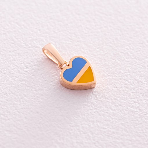 Кулон "С Украиной в сердце" в красном золоте (голубая и желтая эмаль) п03742