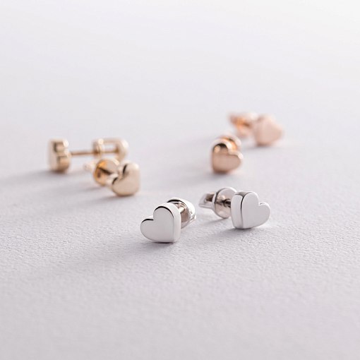 Серьги - пусеты "Сердечки" в желтом золоте с08345 6