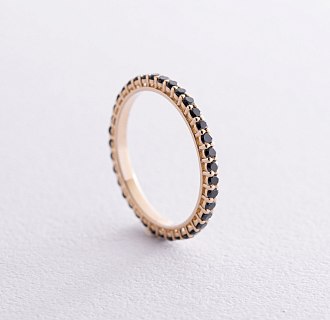 Золотое кольцо с дорожкой черных бриллиантов 229863122