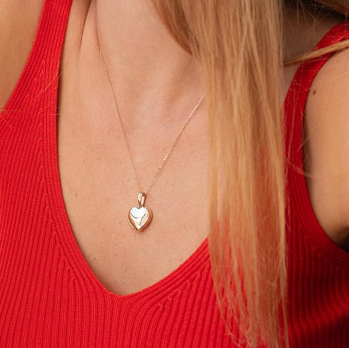 Золотой кулон для фотографии "Сердце" п02848 8