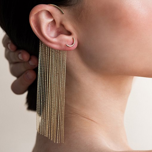 Серьги - пусеты "Дуга" в желтом золоте с07074 10