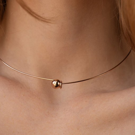 Колье - чокер "Adele" (красное золото) с шариком кол02543 5