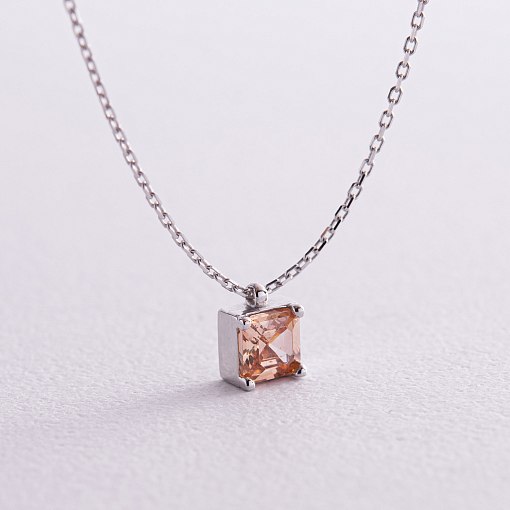 Золотое колье "Альма" (оранжевый фианит) кол02372