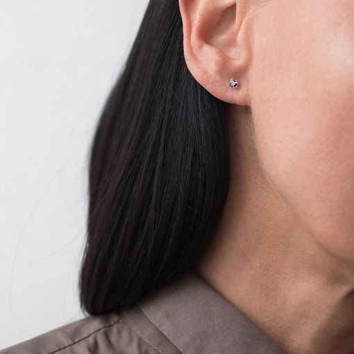 Золотые серьги - пусеты с фианитами с02891 3