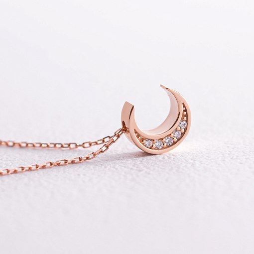 Колье "Луна" с фианитами (красное золото) кол02309 5