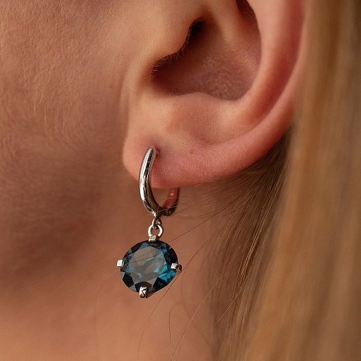 Золотые серьги "Влечение" с синтетическим топазом Лондон с05285 4