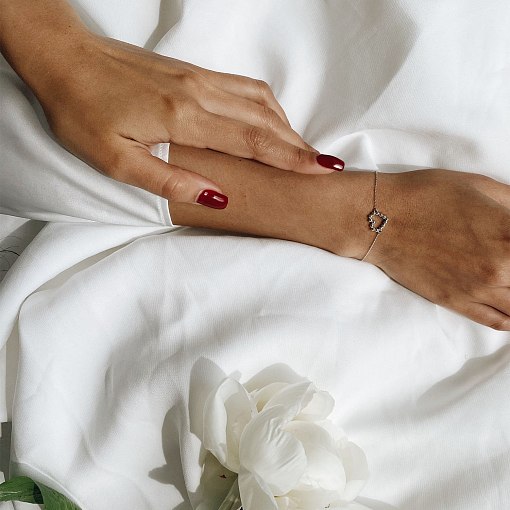 Браслет "Влюбленное сердце" в белом золоте б04469 4