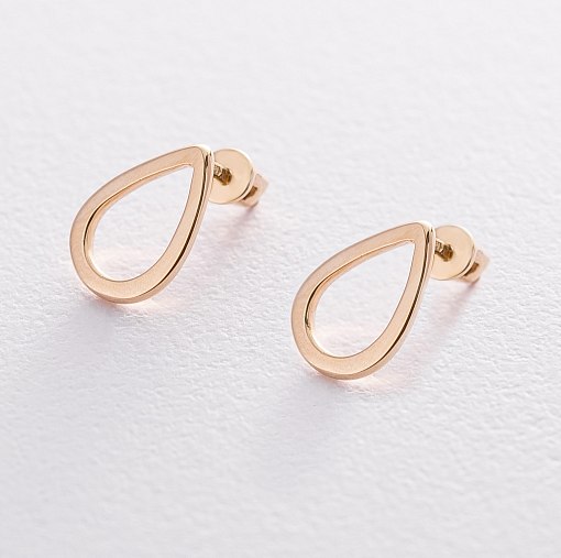 Серьги-пусеты капельки в желтом золоте 1.4*1.0 см с06317 2