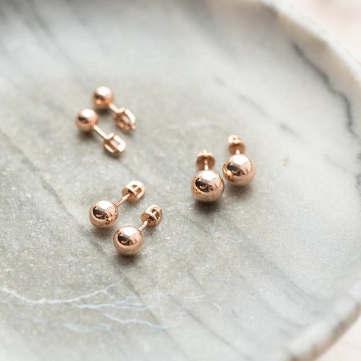Золотые серьги - пусеты "Шарики" (0.8 см) с06957 8